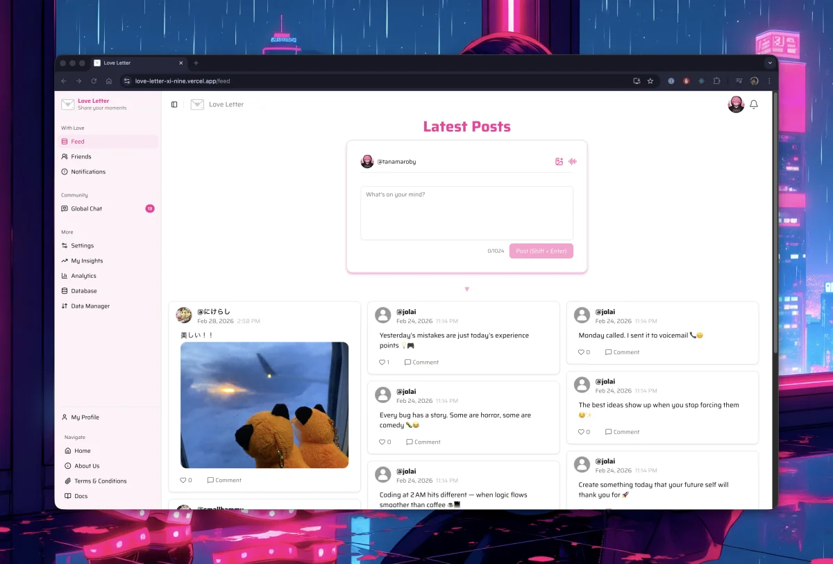 love-letter — Social Media Platform